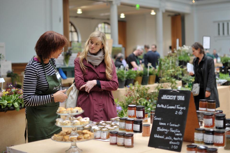 Visitors looking at plants at RHS Secret Garden Sunday RHS Secret Garden Sunday on thejoyofplants.co.uk
